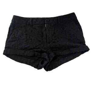 Lace Shorts Black Cuffed Hem Party Cocktail Casual‎ Summer